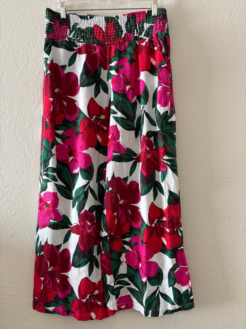 Tahari Linen Blend Eide Leg Floral Pants Womens Size M Coastal Boho Bloomcore